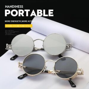 51KRSQj+KtL._AC_SX679_ Steampunk Style Round Vintage Polarized Sunglasses Retro Eyewear UV400 Protection Metal Frame As Shown-B0CHWL4YS5