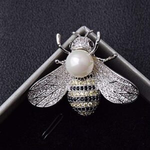 Silver Design Insect Series Brooch Women Delicate Little Bee Brooches Crystal Rhinestone Pin Brooch Jewelry Gifts For Girl-B0BZWQR32Z