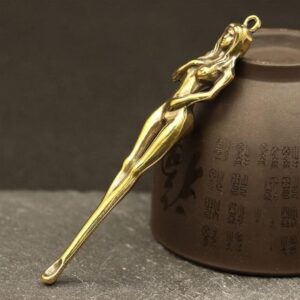 Creative Brass Keychain Earpick Beauty Women Keychain Pendants Handmade Goddess Ear Pick Tool Outdoor Camping Ear Pick-B0C4K3GPG3