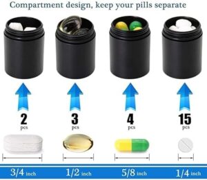 1PC Portable Aluminum Survival Waterproof Pill Box Container Medicine Storage Case First-Aid Bottle With Key Ring Travel Kits -1PCs-B0DK93JLLV
