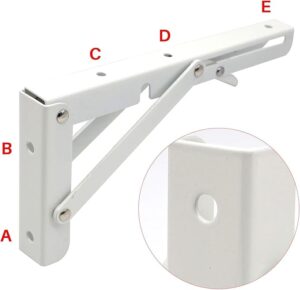 Sturdy Folding Shelf Brackets Small Arm 19*8Cm White Heavy Duty Triangle Wall Mount Collapsible Shelf Bracket with Install Screws for Small Bench Table Space Saving 2 Pcs,-B0D4B174BM