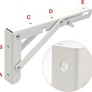 51MlAY8-Z2L._AC_SX679_ Sturdy Folding Shelf Brackets Small Arm 19*8Cm White Heavy Duty Triangle Wall Mount Collapsible Shelf Bracket with Install Screws for Small Bench Table Space Saving 2 Pcs,-B0D4B174BM