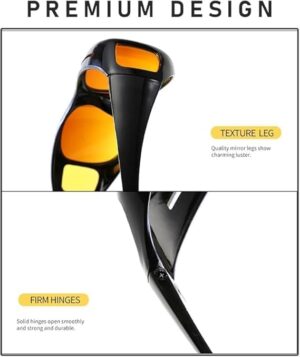 Vision Goggles Wrap Arounds, high definition Day and Night Unisex Vision Goggles Set of 2 Anti-Glare Polarized Sunglasses Driving Glasses Sun Glasses UV Protection (Black, Yellow)-B0DP591K2L