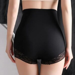 1Pcs Women Underpants High Waist Lace Embroidery Flower Tummy-control Butt-lifted Thin Soft Anti-septic Great Elasticity Breathable (Black - XL)-B0DPBJRR8D