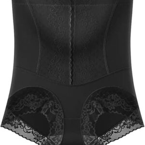 1Pcs Women Underpants High Waist Lace Embroidery Flower Tummy-control Butt-lifted Thin Soft Anti-septic Great Elasticity Breathable (Black - XL)-B0DPBJRR8D