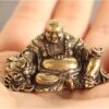 1PC- Figurine Small Brass Statue Golden Brass Craft Miniatures Sculpture Antique Bronze Large Belly Laughing Maitreya Buddha Statue Desk Copper Ornament Crafts Brass-B0CVSF929Q