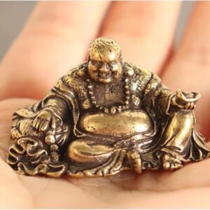 51P8-O6ipRL._AC_SX569_ 1PC- Figurine Small Brass Statue Golden Brass Craft Miniatures Sculpture Antique Bronze Large Belly Laughing Maitreya Buddha Statue Desk Copper Ornament Crafts Brass-B0CVSF929Q