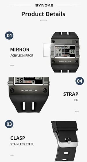 [1Pcs] Mens Digital Sports Watch, Big Numbers, Large Display Face Big Digits, Easy to Read, Waterproof, Running Military Watch-B0DQVQJ98H