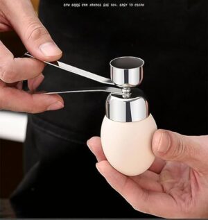[1Pcs ] Metal Egg Scissors Eggshell Opener Eggshell Cutter Double Head Egg Topper Shell Opener Boiled Raw Egg Creative Kitchen Tool (Large 1 set)-B0CFGZFLW3
