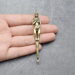 Creative Brass Keychain Earpick Beauty Women Keychain Pendants Handmade Goddess Ear Pick Tool Outdoor Camping Ear Pick-B0C4K3GPG3