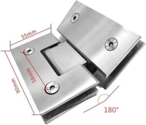 Heavy Duty 180 Degree Glass Door Cupboard Showcase Cabinet Clamp Glass Shower Doors Hinge Replacement Parts,Stainless Steel Bright Finish-B0C5R4GZF5