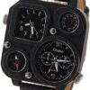 Oulm 1169 Men's Multi-Function Quartz Wrist Watch with Black Leather Watchband-B099DT27KR