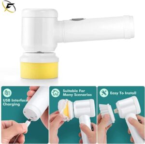 Electric Cleaning Brush with 3 Brush Heads, Electric Spin Scrubber, Bathroom Rechargeable Scrub Brush-B0DG41L8YR