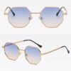 [ A -Gold-Blue yellow ]Retro Square Sunglasses for Men/Women Fashion Small Frame Polygon Sun Glasses Vintage Metal Outdoor Driving Eyewear-B0CKTVNS14
