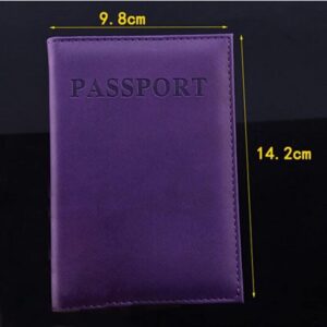 Travel Passport ID Card Cover Holder Case Faux Leather (Purple)-B0BMJLJK6X