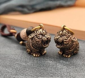 Metal Brass Tiger Key Chains DIY Hangings Jewelry Accessories Vintage Cute Animal Figurines Car Keyrings Pendants Children Gifts-B0B212C8J2