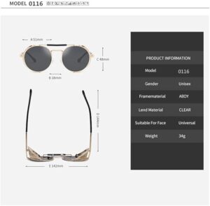 [1Pcs] Round Metal Sunglasses Steampunk Men Women Brand Designer Glasses Oculos De Sol Shades UV Protection-B0CSHZP41F
