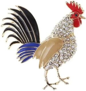 Cute Colour Rooster Brooches Pin For Women Enamel Animal Brooch Broches Crystal Cock Jewelry Pins Gift (C1)-B0CZDT2BFX