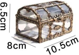 Plastic Transparent Pirate Treasure Box Aquarium Ornament, 9.5 cm x 8 cm x 10.5 cm-B0DJCZDXZ4