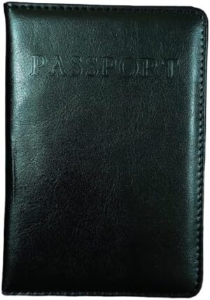1PCs Travel Passport ID Card Cover Holder Case Faux Leather Color May Little Different 14 * 10 Cm (Shiny Black)-B0DBM5N25H