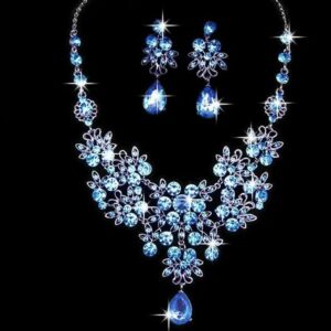 51eF-QhnqFL._AC_SX679_ (1 Set - Blue, 45cm) Butterfly drop necklace earrings set, wedding jewelry, wedding accessories High-grade electroplated alloy jewelry for woman-B0CQR7HKP7