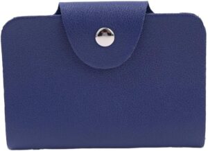 24 Bits Card Case Leather Function Business Card Holder Men Women Credit Passport Card Bag ID Passport Card Wallet (Deep Blue)-B0DH8N4BVP