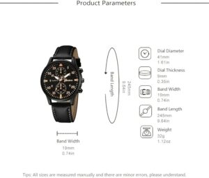 [Leather] Men Watches Set Luxury Fashion Design Leather Watch Quartz Men Watch Clock Gift Montre Homme Relogio Masculino(No-Box) - (Blue with Bracelet)-B0D9CFRFH3