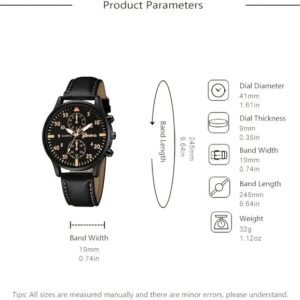 [Leather] Men Watches Set Luxury Fashion Design Leather Watch Quartz Men Watch Clock Gift Montre Homme Relogio Masculino(No-Box) - (Blue with Bracelet)-B0D9CFRFH3