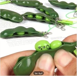 Fidget Bean Toys Soybean Finger Puzzles Squeeze Bean Keychain Figit Focus Extrusion Pea Hand Anti-anxiety Stress Relief Chain Toys-B0D8BQ69H2