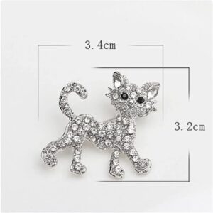 Fashion Rhinestone Brooch For Women Brooch Collar Pins Corsage Crystal Leaves Insect Brooch Badges Jewelry Accessories (Cat Brooch) 3.5cm x3.4cm Sliver Color-B0DRFWJNHB