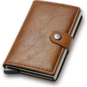 51lblTKHH1L._AC_SX569_ Fashion Business Carbon Fiber Credit Card Holder Wallet Men Rfid Metal Thin Pop Up Minimalist Wallet Small Purse Metal Wallet Color may be vary (Brown)-B0DKBYGMXH