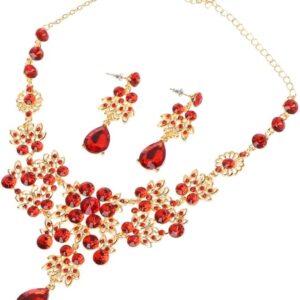 51n+3dda8oL._AC_SX679_ Wedding Bridal Formal Party Prom Jewelry Crystal Rhinestone Necklace Earring Set (R)-B0C6H49S4W