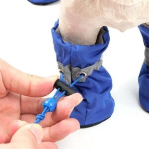 [4pcs/set] Waterproof Pet Dog Shoes Anti-slip Rain Boots Footwear for Small Cats Dogs Puppy Dog Pet Booties Pet Paw Accessories (Blue, 3)B0CRCCMK37