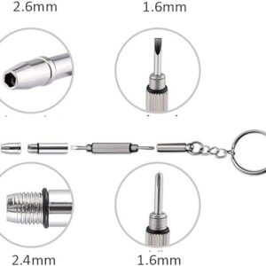 QYAJS Mini 4 in 1 Screwdriver Keychain, 2 Pack Stainless Steel Precision Screwdriver Keyring Repair Tool for Eyeglass Sunglasses Watch Phone Electronics-B09V2BTXPS