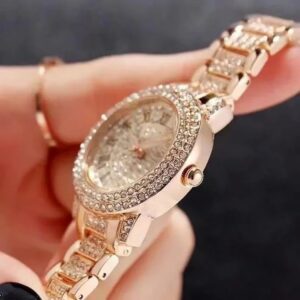 [ 1pcs -Golden] Shining Diamond Watch Luxury Women Brand Quartz Gold Bracelet Watches Ladies Zircon Crystal Top Elegant Wristwatch Clock Gifts-B0D1GGDN3R