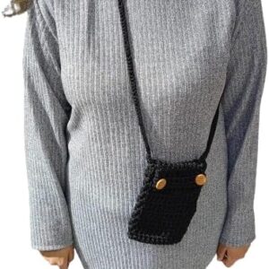 19X15 cm Mobile Handmade Crochet Crossbody Bag B0CWVVDC9F