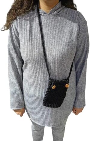 19X15 cm Mobile Handmade Crochet Crossbody Bag B0CWVVDC9F