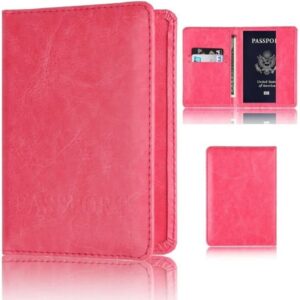 1PCs Travel Passport ID Card Cover Holder Case Faux Leather Color May Little Different (pink)-B0DC5N7PYG