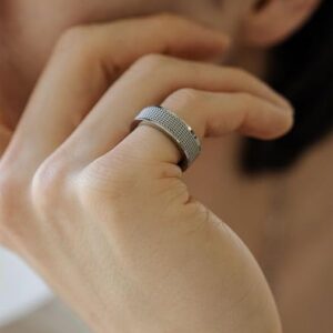 51s9uNoQtuL._AC_SY741_ 1PCs Trendy Waterproof Stainless Steel Metal Spinner Mesh Wedding Band Ring for Men Women Release Stress Gift Charm Jewelry-B0DQFPMQ6Q