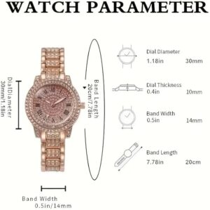 [ 1pcs -Golden] Shining Diamond Watch Luxury Women Brand Quartz Gold Bracelet Watches Ladies Zircon Crystal Top Elegant Wristwatch Clock Gifts-B0D1GGDN3R