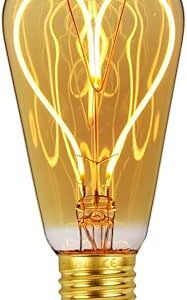 Designer Classic LED Filament ST64 Heart Love Design 4 W Dimmable 220/240 V E27 Vintage Light Bulb Antique Amber [ Energy Class A++] -B0CNGLV2SV