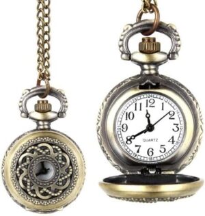 1Pcs Antique Unisex Vintage Hollow Crown Bronze Clock Quartz Pocket Dress - S010-B0DLT9JBJ8
