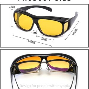 Vision Goggles Wrap Arounds, high definition Day and Night Unisex Vision Goggles Set of 2 Anti-Glare Polarized Sunglasses Driving Glasses Sun Glasses UV Protection (Black, Yellow)-B0DP591K2L