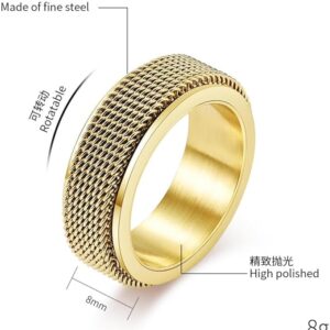 61-6SAwqPRL._AC_SX679_ 1PCs Trendy Waterproof Stainless Steel Metal Spinner Mesh Wedding Band Ring for Men Women Release Stress Gift Charm Jewelry-B0DQFPMQ6Q