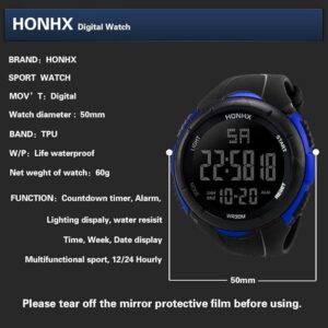 Men's Outdoor Sports Watch Waterproof Honhx Luxury Mens Digital Big Led Watch Date Sport Men Outdoor Electronic Watch (D)-B0C6YCT1HP