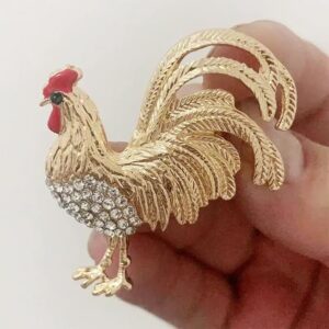 Cute Colour Rooster Brooches Pin For Women Enamel Animal Brooch Broches Crystal Cock Jewelry Pins Gift (C2)-B0CZDMJYVK