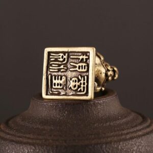 1pcs -Small 2.8 * 1.7 Cm – Antique Bronze Lions Seal Desktop Ornaments Copper Animal Miniature Figurine Lucky Brass Lion Statue Feng Shui Decoration-B0C9462XS7