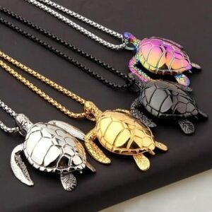 [1Pcs] New Trendy Turtle Pendant Necklace Women's Necklace Fashion Metal Animal Cute Accessories Party Gift-B0CPFQDBHM