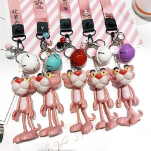 [1Pcs - Random Color ] Cute Naughty Panther Pink Leopard Doll Keychain Bag Pendant Key Chain Girls Handmade Creative Gift Keyring-B0CPCVTZNX