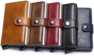 Fashion Business Carbon Fiber Credit Card Holder Wallet Men Rfid Metal Thin Pop Up Minimalist Wallet Small Purse Metal Wallet Color may be vary (Brown)-B0DKBYGMXH